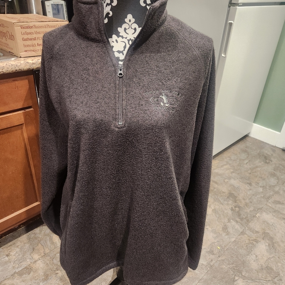 Disney Parks Mens 1/4 Zip Fleece Lined Pullover Grey Size US Large